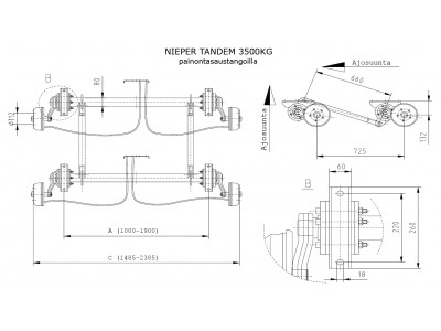TANDEM 3500KG A1700/2185, NIEPER 5X112 250X40